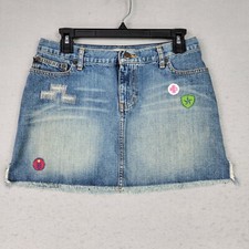 Vintage Y2K Abercrombie Fitch Skirt Womens 2 Blue Denim Mini Distressed