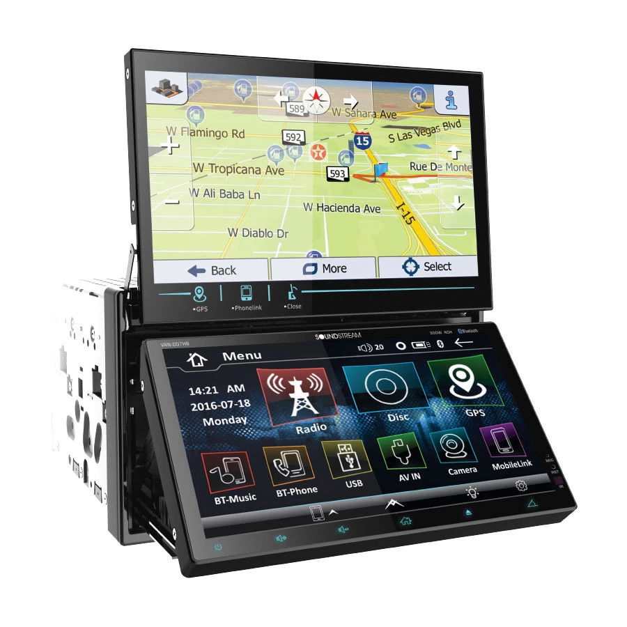 Soundstream DVD CD Player Dual Touch Screen Bluetooth GPS USB Android VRN-DD7HB - Image 2 of 4