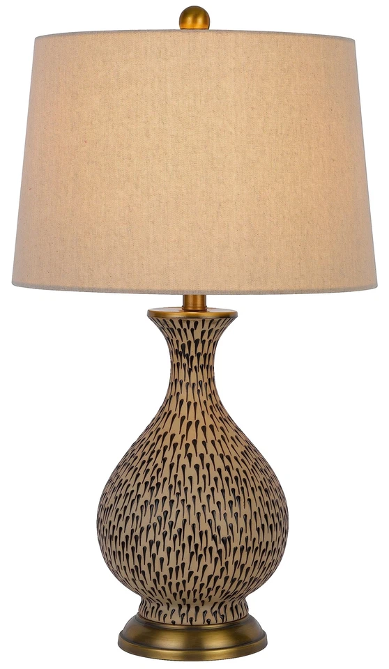 Orivesi 150W Lámpara de Mesa Cerámica 3 Vías con Base de Metal y Tela de Tambor Cónico S... Foto 3 de 4