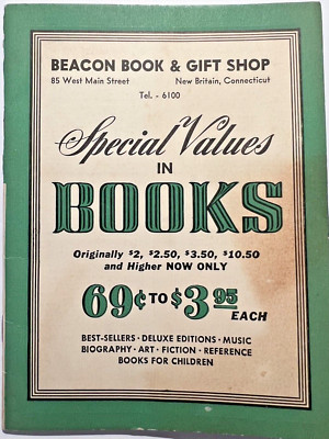 1941 NEW BRITAIN CONNECTICUT BEACON BOOK & GIFT SHOP Catalog Music Art Travel 7E
