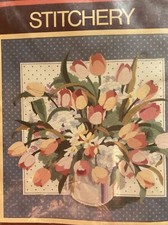 Sunset Stitchery Tulip Bouquet Kit. 16  x16  Wool. Vintage. NEW
