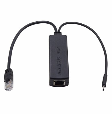 Active PoE Splitter Power Over Ethernet 48V to 5V 2.4A Micro USB 4 Raspberry Pi