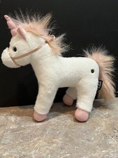 FAO Schwarz Unicorn Tinsel Mane Plush Stuffed Animal Sparkle Marked Brass Tag