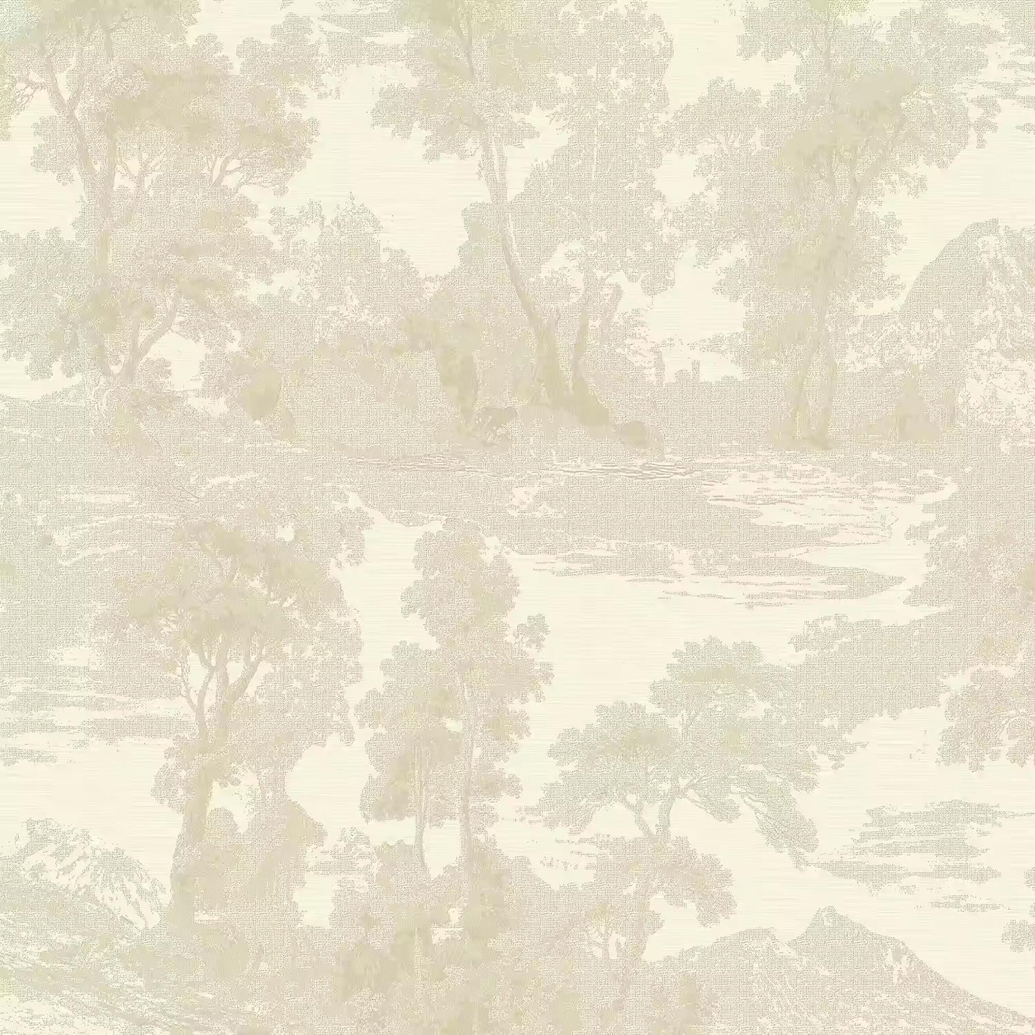 GoodHome Jervi Woodland Scene Beige Wallpaper Textured Paste The Wall Vinyl