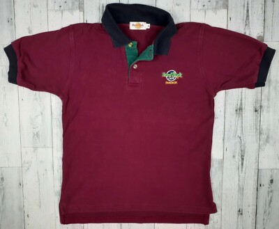Vintage Hard Rock Cafe Bangkok Polo Shirt Short Sleeve Men's Medium  Embroidered