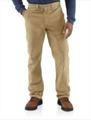 Carhartt Pants Mens 42x32 Khaki Relaxed Fit Workwear Cotton Durable