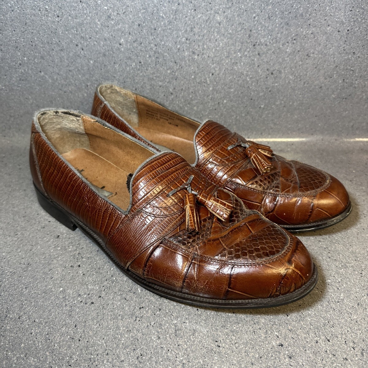 Stacy Adams Genuine Snake Leather Loafers Tassel Men display picture 2