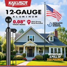 Super Tough Heavy Duty 25ft Residential flagpole with US Flag for 3x5ft