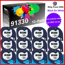 12PK 91330 Black on White LetraTag LT-100H Plus Handheld Label Maker