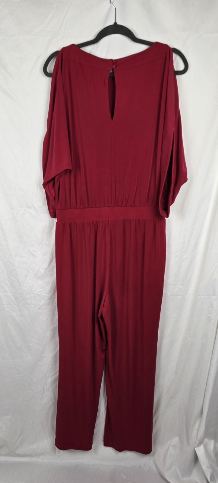 Chico's Solid Red Jumpsuit Blouson Cold Shoulder … - image 8