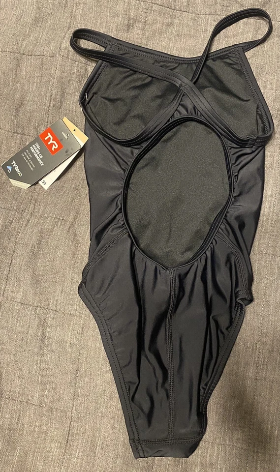 TYR Tyreco Youth Solid Diamondback Diamondfit Swim Suit Black Size 24 - Image 2 of 4