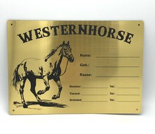Westernhorse Stalltafel Reitstall Turnierpferd Boxenschild Schild mit Pferd