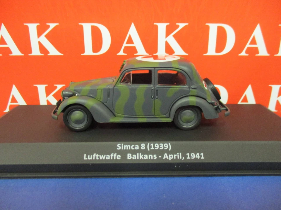 Die cast 1/43 Modellino Auto Simca 8 Croce Rossa Luftwaffe Balcani 1941 - Immagine 3 di 4