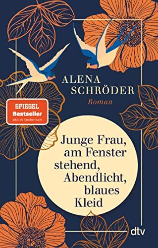 Alen Schroder Junge Frau, am Fenster stehend, Abendlicht, blaues Kle (Tascabile)