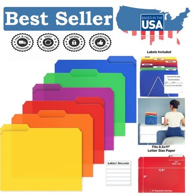 Vibrant 6-Pack Colored File Folders - 1/3 Tab, 8.5x11, Acid-Free & Durable