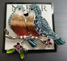 NWT Napier Silver Tone Bluebirds Birds Bird Pin