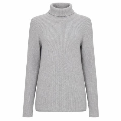 Basic Editions Damen Pullover Pulli Größe L Grau Rollkragen Langarm Freizeit