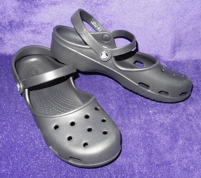 Crocs Mary Janes Ballerina Sandalen Badeschuhe schwarz W10 41-42 ( 40   41 !)