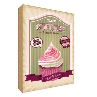 Holzschild 18x12 cm Essen Cupcake natural Delicious home Trinken Deko Geschenk H