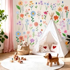 Floral Wall Decals, 102 PCS Wildflower Wall Stickers, Removable Peel and Stic...