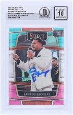 Santos Escobar WWE Signed 2022 Panini Select Tri-Color Prizm #76 Beckett 10 Card