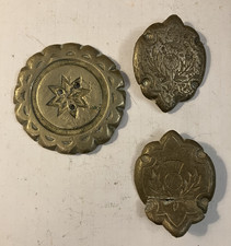 3 VINTAGE SCOTTISH  HEAVY HORSE NICKEL-BRASS HARNESS FITTINGS  AF (294)