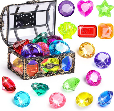 16PCS Underwater Diving Gem Toy Set with Pirate Treasure Chest