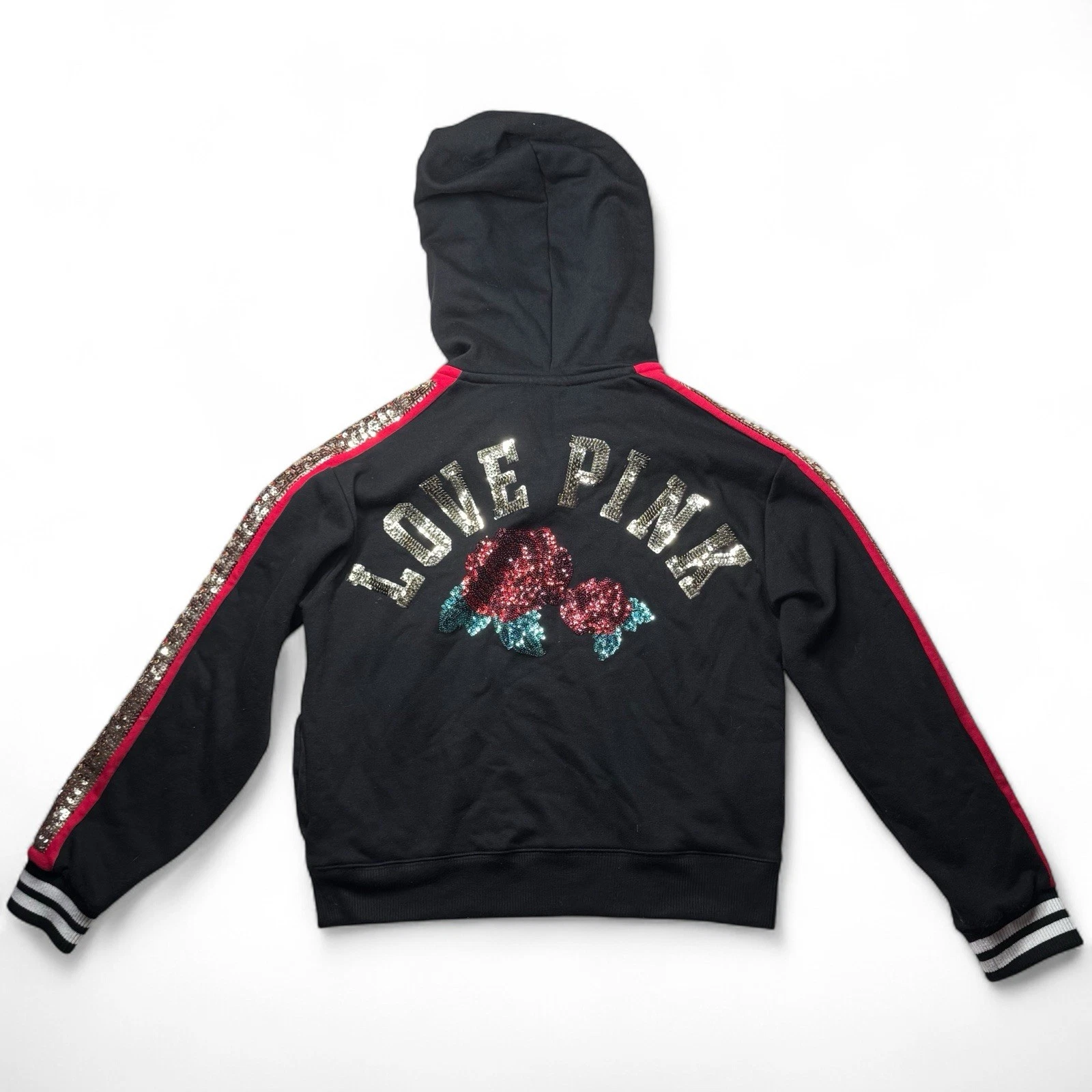 UNDERCOVER Felpa con cappuccio e paillettes Victoria Secret LOVE PINK nera rossa oro rosa Taglia XS