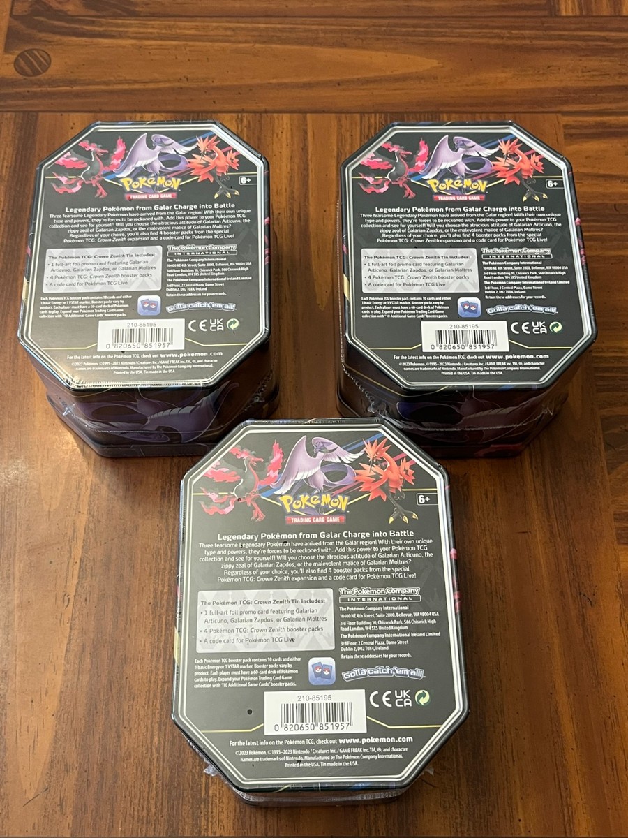 Pokemon Crown Zenith Tins - Set of 3 (Galarian Articuno, Moltres