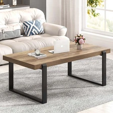 Rustic Coffee Table, Modern Wood and Metal Industrial Center Table for Living...