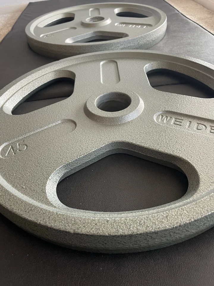 "Placas de peso Weider Olympic 2"" Hammertone 45 lb 2x45 lb total 90 lb triple agarre" Foto 2 de 4