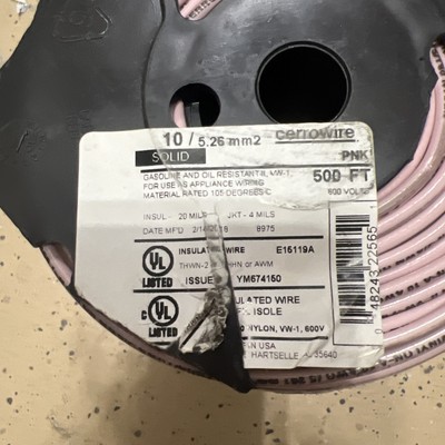 Cerrowire 10-AWG Pink Solid 500 ft **CASING DAMAGED**