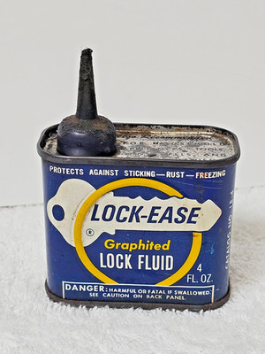 VTG 1948 Lock-Ease Graphited Lock Fluid Oil Can 4 fl oz American Grease Stick Co