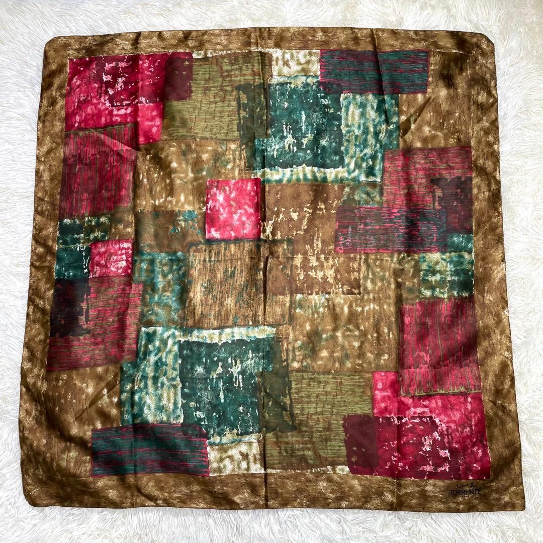 Large Pattern Silk Scarf 87x88cm Patchwork Fashio… - image 1