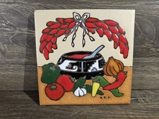 EARTHTONES Art Tile 1995 Southwest SALSA & CHILIES 6” Made In USA #4760A