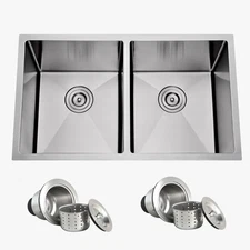 32'' Undermount Double Bowl Baisn 50/50 16 Gauge Stainless Steel Kitchen Sink