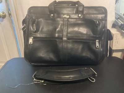 American Tourister Leather Bag Laptop Black Briefcase Carry-on messenger travel