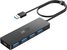 Acer USB Hub 4 Ports, Multiple 3.0 Hub, USBA Splitter for 2ft, Black 