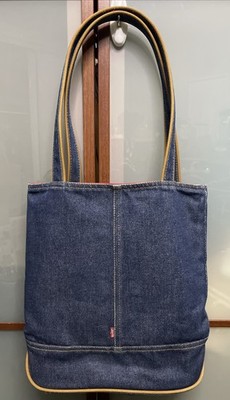 Levis Strauss Vintage Red Tag Blue Denim Jean Shopping Tote Shoulder Bag Purse