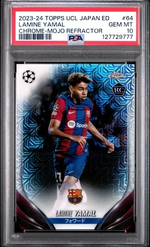 2023-24 Topps UCL JAPAN CHROME MOJO REFRACTOR LAMINE YAMAL ROOKIE RC PSA 10
