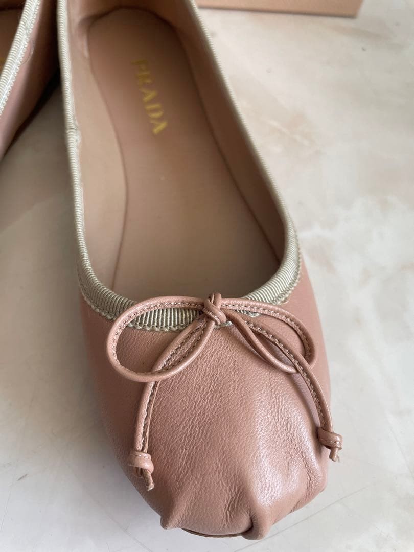 PRADA Women's Pumps Ribbon Flat Shoes Size:35.5/JP:22.5 Leather 135162K Authen thumbnail 3