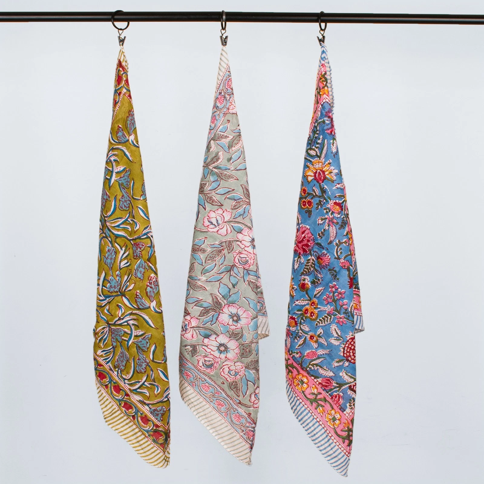 Set Of 3 Multicolor Fancy Designs Cotton Bandana Men Women Pets Wraps Face Neck
