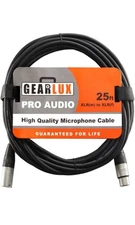 Gearlux 25-Foot XLR Microphone Cable, Fully Balanced, Male to Female, Black