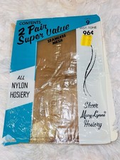 Mary Lynne Vintage Sheer Hosiery 2pr Seamless Mesh All Nylon Sz 9 Mist Tone New