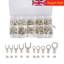 320Pcs Small Stud Ring Fork Terminals Tinned Brass Non-Insulated Connectors Kit