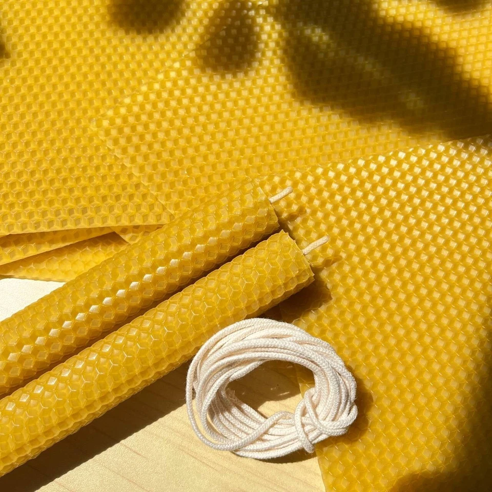 Organic Beeswax Sheets 8x8" (10 Pcs) with Wick | Candle Making Kit | Made in Ukr - Image 2 of 4