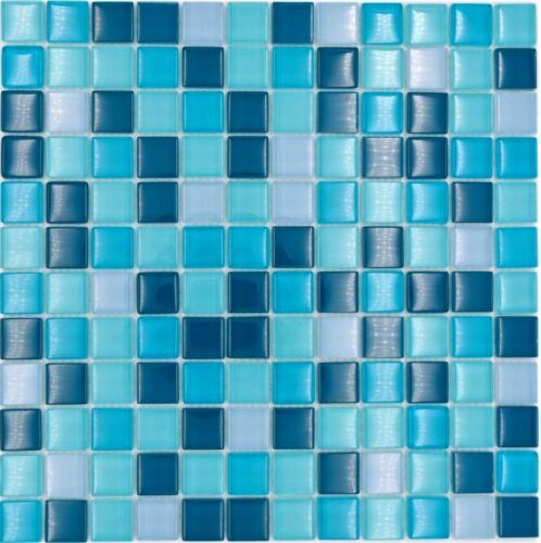 Transparente Mosaikfliesen Glasmosaik Mix Blau Petrol Fliesenspiegel | 1 Matte - Bild 1 von 7