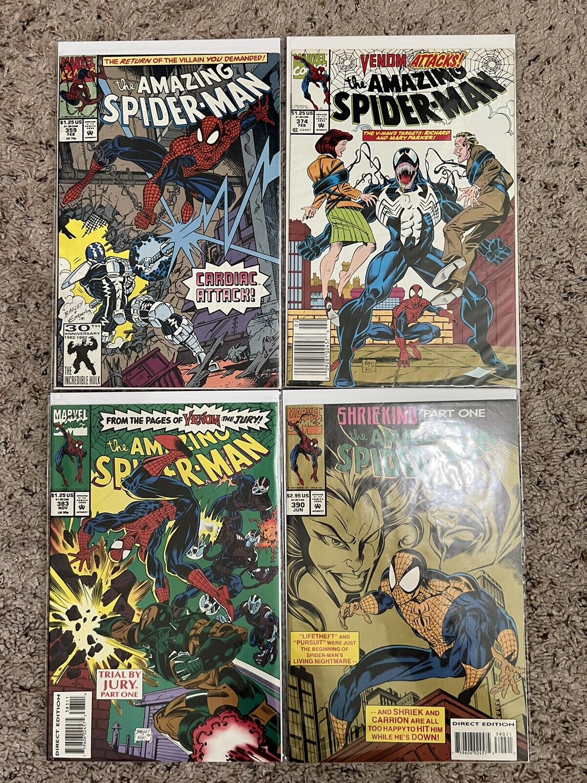 Amazing Spider-Man Comic Lot - #359, 374, 383, 390