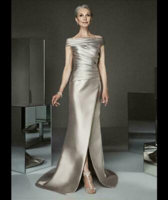 pronovias long greige stretch mikado TD STYLE 07 SIZE US 8  RV$850 22/4/1