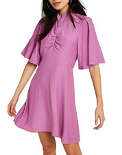 Free People Be My Baby Ruched Front Elbow Sleeve Dress Pink 8